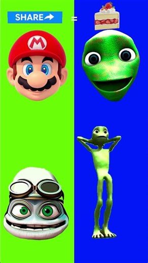 Wrong Eyes 👀 Dame Tu Cosita Challenge Mario vs Green Alien and Crazy Frog #39 #shorts #funny
