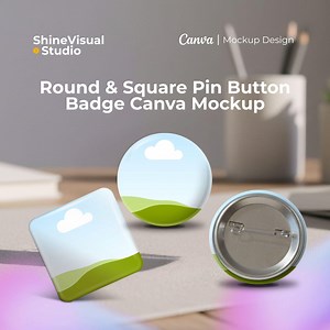 Round & Square Pin Button Badge Mockup Canva | Editable Button Mockup | Badge Pin Mockup | Branding Merchandise - Etsy Canada