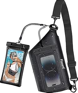 Cell Phone Waterproof Protector Pouch for Swimming Floating，Beach Vacation Essentials,Fanny Packs for Women and Men，Phone Bag Case，Compatible with iPhone Black