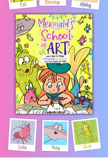 Mermaid’s School of Art 🧜🏽‍♀️🎨📚 is an LOL, funny comic book for kids ages 5 to 10. It’s a how to draw a book and a funny story in one! You as get to learn alongside mermaid, and her friends how to draw mermaids and reef creatures, but you’ll be laughing out loud at the jokes, puns, and silly banter between the characters. As the story unfolds, all of the characters decide they need to draw a mermaid in their own style. Join mermaid and her friends as they celebrate diversity in styles of art