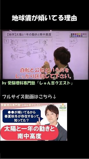 【理科のコツ「太陽と1年の動きと南中高度」】公転と地軸の傾きが生み出す四季の仕組み【受験理科専門塾しゅん吉クエスト】
