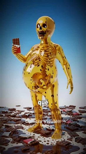 ciencia visual on Instagram: "Esto le pasa a tu cuerpo si comes 100 barras de chocolate 🍫🍫"