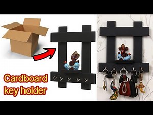 Key holder make at home/ key ring holder, how to make beautiful cardboard key hanging for home decor