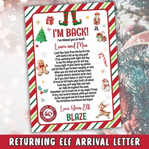 Editable Returning Elf Arrival Letter, Christmas Elf Hello Note, Shelf Letter, Elf I'm Back Personalized Template, Shelf Letter for Kids A60 - Etsy