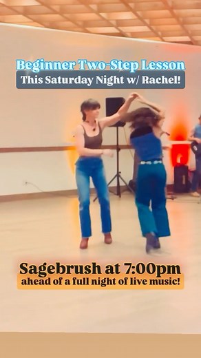 𝗗𝗢𝗨𝗕𝗟𝗘 𝗢𝗥 𝗡𝗢𝗧𝗛𝗜𝗡𝗚 𝗧𝗪𝗢-𝗦𝗧𝗘𝗣 👢👢 on Instagram: "👋 Never two-stepped before? Saturday’s your chance! Beginner Two-Step Lesson at @sagebrushtexas with Rachel! 💃🪩✨ ⚡️ Lesson starts at 7:00pm 🦋 No partner or experience needed 🎶 Stay after for social dancing to live sets from @valleyflowermusic , @emily.nenni , and @dylanearl.music ! ✨✨✨✨✨ Learn the honky-tonk two-step basics, meet new people, and enjoy live music! 💥LFD 💥 See y’all there! (Can’t make this one? We teach 3 b