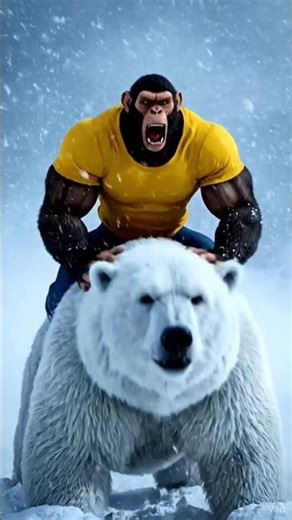 Muscular Monkey vs Giant Snow Bear | Funny Hindi Story | Cartoon Adventure In Snow Mountain #bandar