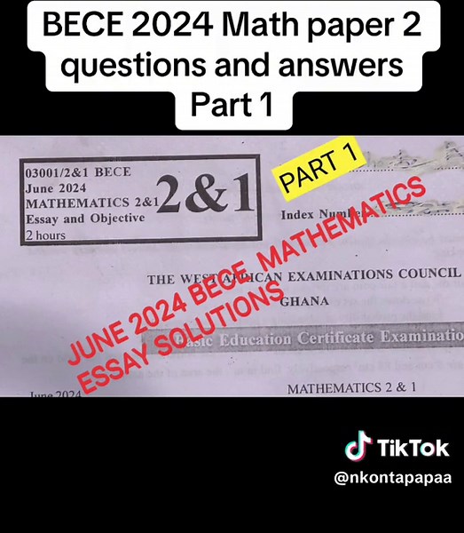 BECE 2024 Maths Essay Questions & Answers Part 1