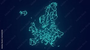 Europe map geographic interconnecting communication technology animation