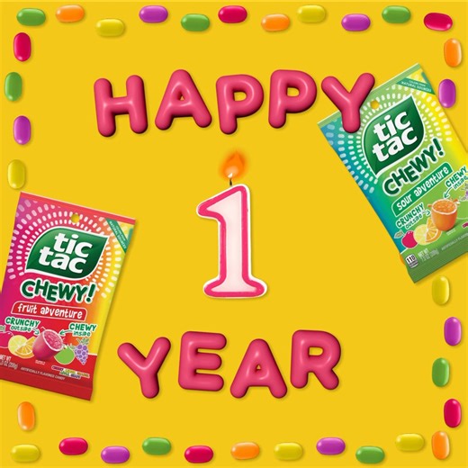 8.3K views · 200 reactions | Can you believe it’s been one year of Tic Tac Chewy! candy? We’ve been chewing our way through 365 days of flavor packed fun, and we’re just getting started. Drop a  emoji below to celebrate... we might surprise you! | Tic Tac | Facebook