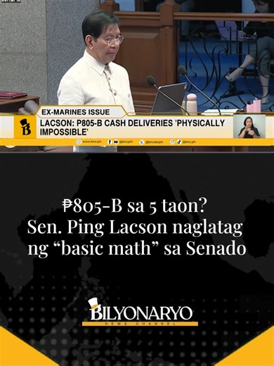 #Agenda | Basic math o basic myth? Kinuwestyon ni Senate President Pro Tempore, Ping Lacson, ang logic sa likod ng 805-billion-peso cash deliveries ng umano’y dating marines. Ang detalye sa Agenda report ni Hannah Ty. #FloodControlScandal #PingLacson #marines #Philippines #tiktokph #fyp #tiktokphilippines #news #phnews #latestnews #bilyonaryonewschannel #bilyonaryo #bnc #fypage #foryoupage