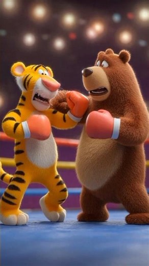 Tiger vs Bear Cartoon Boxing 😳🥊