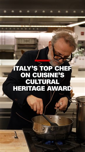 35K views · 186 reactions | "Cooking is an act of love:" CNN spoke with three-Michelin-starred chef Massimo Bottura about Italian cuisine becoming the first gastronomic style recognized by UNESCO, a designation aimed at protecting against "fake" Italian food products. And he whips up a pasta dish during the interview. Read more: https://cnn.it/4qjbONd | CNN | Facebook