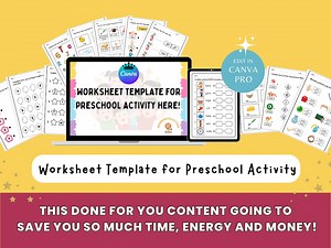 Preschool Worksheet Template: Early Learning Activity Sheets (canva Pro, Digital Download) - Etsy Australia