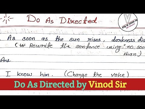 Do As Directed || Most Common do as directed Questions to be asked in Exam || English Grammar