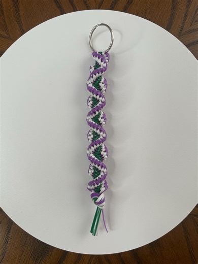 DNA Stitch Keychain : Purple Green and White Lanyard Rexlace Gimp Boondoggle - Etsy