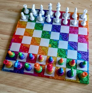 12-inch Rainbow Resin Chess Set – Handmade Kids’ Game - Etsy