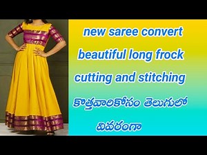 beautuful long frock cutting and stitching for beginner's// simple tricks...