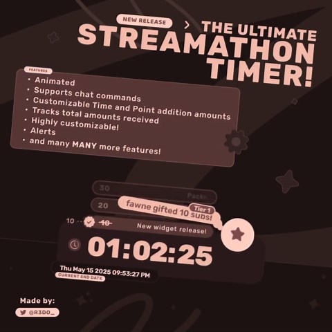 The Ultimate Streamathon Timer - Highly Customizable Marathon Widget | Twitch.tv   Streamelements - Etsy Singapore