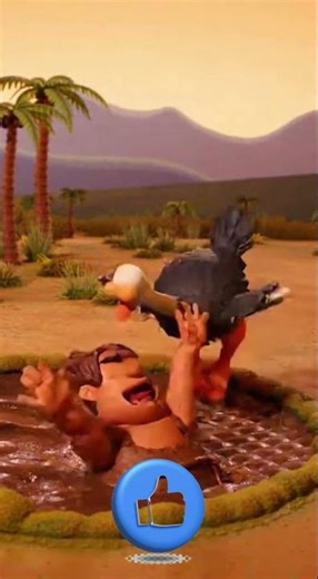 Claymation Comedy: Caveman & Ostrich Stuck in the Swamp