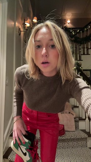 Vintage Chanel Red Leather Pants Outfit for Holiday OREOke