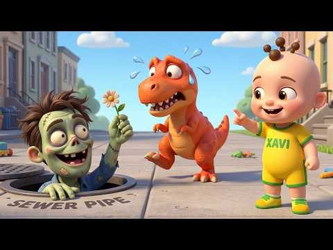Don’t Jump on the Manhole Cover 🚧🦖 | Safety Song for Kids | Baby Xavi Kids Songs