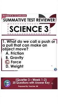 SCIENCE 3 QUARTER 3 WEEK 1-2 SUMMATIVE TEST REVIEWER QUESTIONS #reviewer #revisedk12curriculum