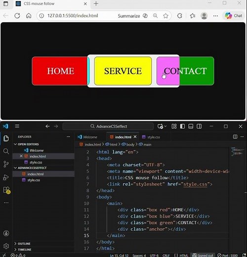 Advance CSS Mouse Follow Effect using HTML & CSS | #coding #codingshorts #frontendcourse