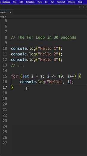 The For Loop in 30 Seconds #frontendcourse #webdev #javascript