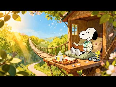 Snoopy’s Peaceful Spring Treehouse 🌸📚 Cozy Lofi Beats for Rest, Work & Unwind