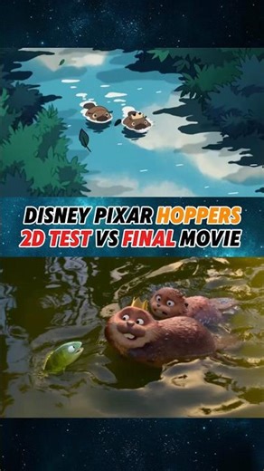 2D Animation test vs FINAL MOVIE! King George and Mabel beaver pond rules! Disney Pixar Hoppers!