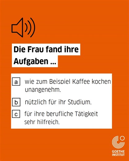 Für Profis! 🤓 Löse die Aufgabe und schreib uns die Antwort in die Kommentare. Entdecke weiteres Material für deine Prüfungsvorbereitung: https://www.goethe.de/de/spr/prf/ueb/pb2.html | Goethe-Institut - Deutsch lernen