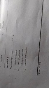 extensiveD. subsistenceQUESTION 4Mixed farming refers to  f... | Filo