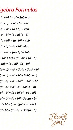 Essential Algebra Formulas- A simple and organized guide for Algebra #algebraformulas #algebratricks