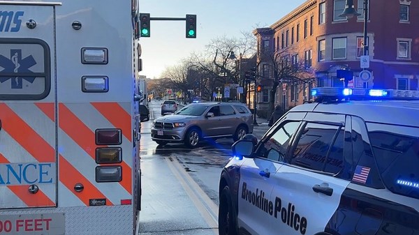14-year-old boy hospitalized after moped hits car in Brookline