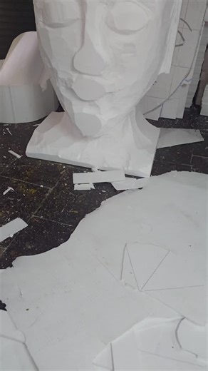 Prathamesh Waskar | Owner on Instagram: "3d face in making.... . . #trending #art #thermocol #sculpture #artist #reels #styrofoam #thermocolart #face #SculptureArt #orange"