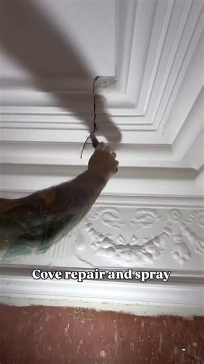 26 reactions | Coving cracks opened up and repaired. Sealed and sprayed. #coving #moulding #cornice #homedecor #decorator painting spray painter airlesssprayer decorating home duluxtrade | David Williams Painter and Decorator | Facebook