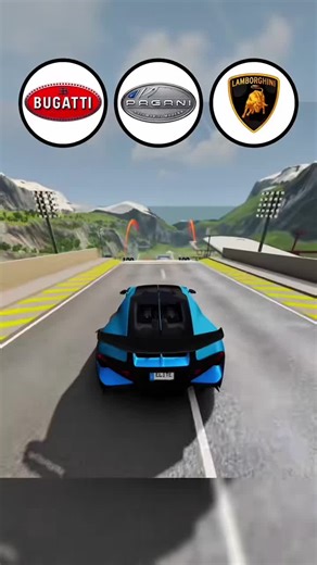Which car will go the furthest ? #buggati #pagani #lamborghini #beamngdrive #test