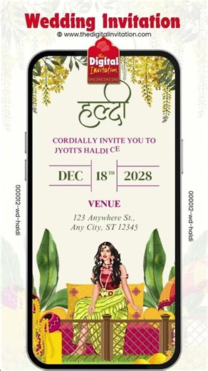 Haldi Function Digital Invite | Animated Video Card