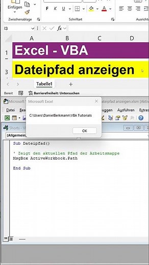 VBA Dateipfad anzeigen lassen mit einer Message Box - Pfad auslesen mit visual basic