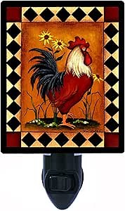 Country Kitchen Night Light, Red Rooster, Birds LED Night Light