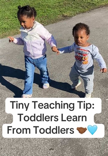 Tiny Teaching Tip 🩵 Your baby doesn’t just learn from you…they learn by watching and following other children. Climbing stairs, navigating the slide, taking turns… peer modeling builds confidence, motor skills, and social learning naturally. Sometimes the best teaching is just letting them watch and follow. #earlylearning #socialskills #preschoolactivities #toddlerparents #parentcoach