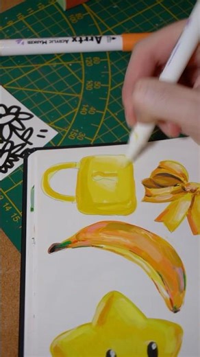 Yellow lock drawing in my sketchbook with acrylic markers #art
