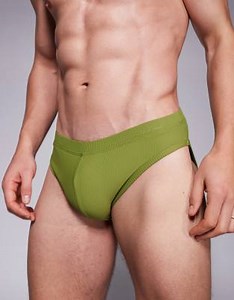 ASOS DESIGN textured swim brief in green | ASOS