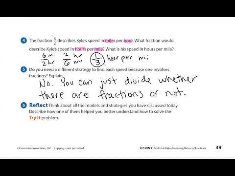 Ready Math Grade 7 Lesson 2.2 Develop Solving Problems with Unit Rates for Ratios with Two Fractions