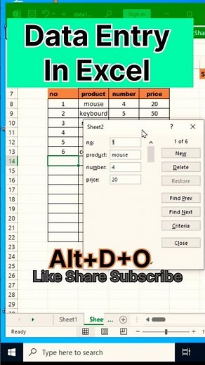 Data entry work in excel l always use this smart way to do data entry work #excelshorts #ytshorts