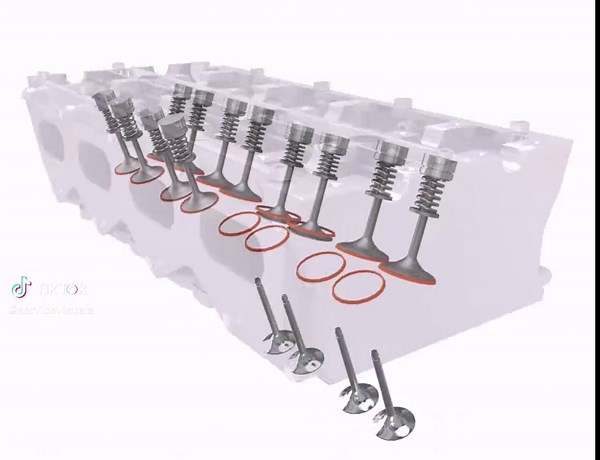 Engine top end rebuild in full 3D. Isn’t she lovely? #car #automotive #automotiverepair #engine #enginebuild #3Danimation #repair