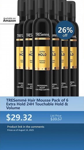 TRESemmé Hair Mousse Pack of 6 Extra Hold 24H Touchable Hold & Volume