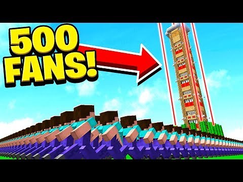 500 FANS vs WORLD'S TALLEST & SAFEST MINECRAFT HOUSE!
