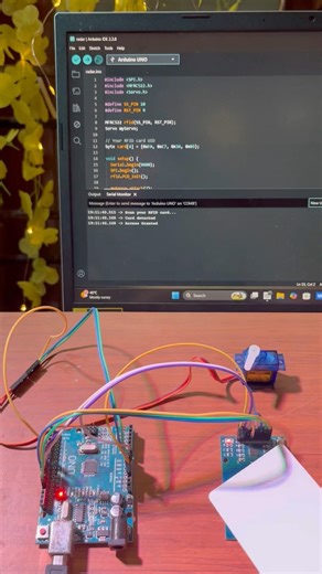 Tap card → Door unlocks 😳🔓 RFID + Servo using Arduino ⚡ No key needed 🔥 #shorts #arduino