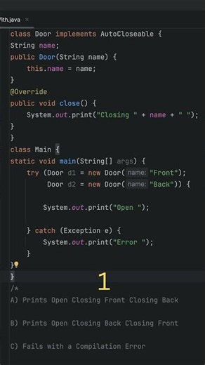 Java try with resource tricky question